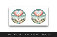 Watercolor heart hot air balloon Soaring with love quote Valentine Day print 20oz tumbler skinny mug wrap clipart t-shirt sublimation printable design