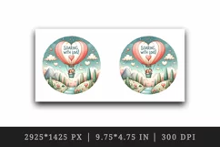 Watercolor heart hot air balloon Soaring with love quote Valentine Day print 20oz tumbler skinny mug wrap clipart t-shirt sublimation printable design