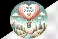 Watercolor heart hot air balloon Soaring with love quote Valentine Day print 20oz tumbler skinny mug wrap clipart t-shirt sublimation printable design