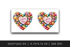 Watercolor heart made of colorful candy Love You quote Valentine Day print 20 oz tumbler skinny mug wrap clipart t-shirt sublimation printable design