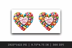 Watercolor heart made of colorful candy Love You quote Valentine Day print 20 oz tumbler skinny mug wrap clipart t-shirt sublimation printable design