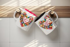 Watercolor heart made of colorful candy Love You quote Valentine Day print 20 oz tumbler skinny mug wrap clipart t-shirt sublimation printable design