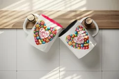 Watercolor heart made of colorful candy Love You quote Valentine Day print 20 oz tumbler skinny mug wrap clipart t-shirt sublimation printable design