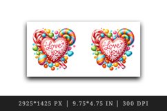 Watercolor heart made of colorful candy Love You quote Valentine Day print 20 oz tumbler skinny mug wrap clipart t-shirt sublimation printable design