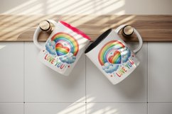 Watercolor heart rainbow clouds lgbtq Love You quote Valentine Day print 20 oz tumbler skinny mug wrap clipart t-shirt sublimation printable design