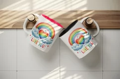 Watercolor heart rainbow clouds lgbtq Love You quote Valentine Day print 20 oz tumbler skinny mug wrap clipart t-shirt sublimation printable design