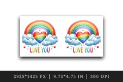 Watercolor heart rainbow clouds lgbtq Love You quote Valentine Day print 20 oz tumbler skinny mug wrap clipart t-shirt sublimation printable design