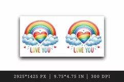 Watercolor heart rainbow clouds lgbtq Love You quote Valentine Day print 20 oz tumbler skinny mug wrap clipart t-shirt sublimation printable design