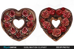 Watercolor Heart Shaped Roses Chocolate Clipart Product Image 1