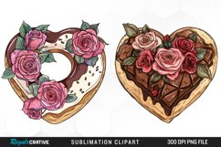 Watercolor Heart Shaped Roses Chocolate Clipart Product Image 1