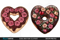 Watercolor Heart Shaped Roses Chocolate Clipart Product Image 1