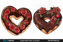 Watercolor Heart Shaped Roses Chocolate Art Clipart Product Image 1