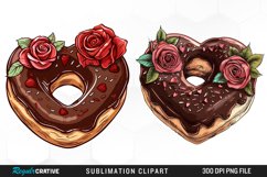 Watercolor Heart Shaped Roses Chocolate Clipart Product Image 1