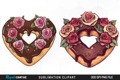 Watercolor Heart Shaped Roses Chocolate Art Clipart Product Image 1