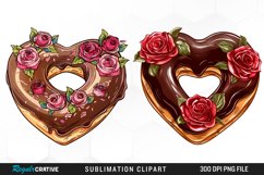 Watercolor Heart Shaped Roses Chocolate Clipart Product Image 1