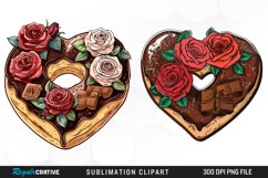 Watercolor Heart Shaped Roses Chocolate Clipart Product Image 1
