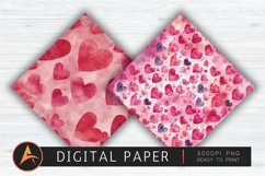 Watercolor Heart Valentines Digital Paper Product Image 1