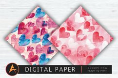 Watercolor Heart Valentines Scrapbook Paper Product Image 1