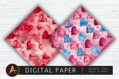 Watercolor Heart Valentines Digital Paper Product Image 1