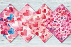 Watercolor Heart Valentines Digital Paper Bundle Product Image 5