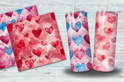 Watercolor Heart Valentines Digital Paper Bundle Product Image 2