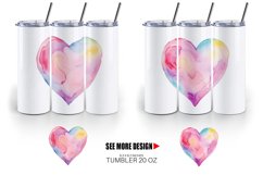 Watercolor Heart Vibrant Colors | Tumbler Sublimation Wrap Product Image 2