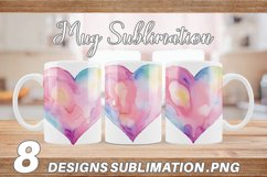 Watercolor Heart Vibrant Colors | Mug sublimation design Product Image 1