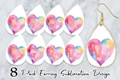 Watercolor Heart Vibrant Earring teardrop sublimation design Product Image 1