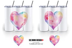 Watercolor Heart Vibrant Colors | Tumbler Sublimation Wrap Product Image 3