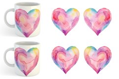 Watercolor Heart Vibrant Colors | Mug sublimation design Product Image 3