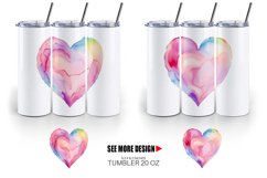 Watercolor Heart Vibrant Colors | Tumbler Sublimation Wrap Product Image 4