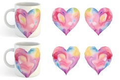 Watercolor Heart Vibrant Colors | Mug sublimation design Product Image 4