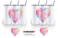 Watercolor Heart Vibrant Colors | Tumbler Sublimation Wrap Product Image 5