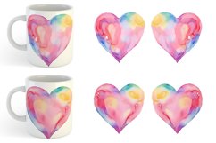 Watercolor Heart Vibrant Colors | Mug sublimation design Product Image 5