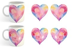 Watercolor Heart Vibrant Colors | Mug sublimation design Product Image 6
