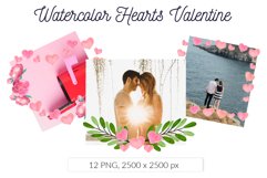 Watercolor Valentine pink heart frame clipart Product Image 2