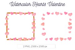 Watercolor Valentine pink heart frame clipart Product Image 3