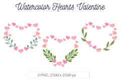 Watercolor Valentine pink heart frame clipart Product Image 7