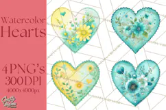 Watercolor Hearts PNG Clipart, Cute Valentine Clip Art Product Image 1
