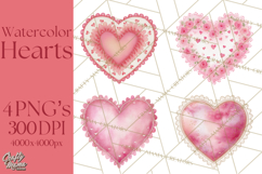 Watercolor Hearts PNG Clipart, Cute Valentine Clip Art Product Image 1