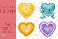 Watercolor Hearts PNG Clipart, Cute Valentine Clip Art Product Image 1