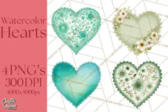 Watercolor Hearts PNG Clipart, Cute Valentine Clip Art Product Image 1