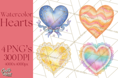 Watercolor Hearts PNG Clipart, Cute Valentine Clip Art Product Image 1
