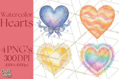 Watercolor Hearts PNG Clipart, Cute Valentine Clip Art Product Image 1