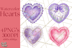 Watercolor Hearts PNG Clipart, Cute Valentine Clip Art Product Image 1