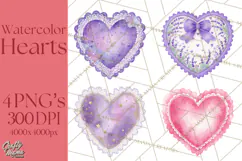 Watercolor Hearts PNG Clipart, Cute Valentine Clip Art Product Image 1