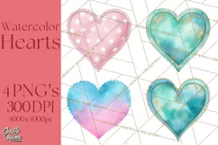 Watercolor Hearts PNG Clipart, Cute Valentine Clip Art Product Image 1