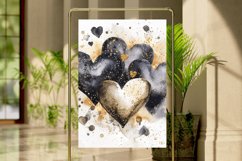 Watercolor Hearts And Golden Digital Paper Bundle Product Image 4