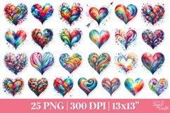 Watercolor Hearts PNG Pack | Valentine&#039;s Abstract Hearts PNG Product Image 3