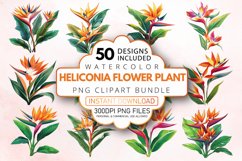 Watercolor Heliconia Flower Plant Clipart Bundle Product Image 1